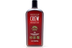 American Crew 3 in 1 Tea Tree Shampoo, Conditioner and Shower Gel for Hair and Body (1000ml), Vitaliserande och återfuktande, Teblad