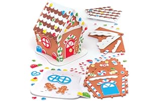 Baker Ross Kits de casa de pan de jengibre de espuma: suministros creativos de arte y manualidades navideños para que los niños hagan y decoren (paquete de 2)