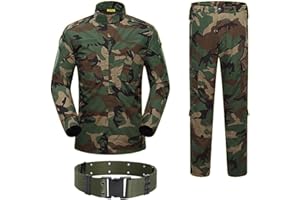 H WORLD EU H World Shopping H Mundo Compra Hombres táctico BDU Chaqueta de Uniforme de Combate Camisa y Pantalones Traje para ejército Militar Airsoft Paintball Caza Juego de Guerra Camuflaje de Bosque WLD