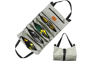 SINAND Torba na narzędzia, płócienna torba na klucze, wielofunkcyjna torba na narzędzia z 5 kieszeniami na zamek błyskawiczny, idealna dla hydraulików, handlowców i elektryków