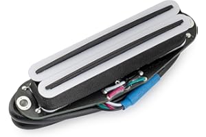 Musiclily Pro ST-DPMC Ceramico Pick Up Humbucker Formato Single Coil 9,2K per Chitarra Elettrica tipo Strat, Corpo Bianco Rail Nero