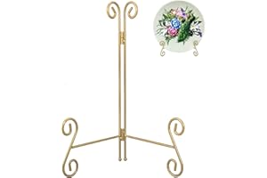 HOPEME Gold Display Stand, 10Inch Plate Stand for Display, Tabletop Holder Stand for Picture Frames, Cookbooks, Decorative Plates, Photo and Dish( 2 PACK )
