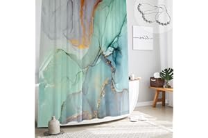 Dloapesy Green Marble Shower Curtain Set with Rug Bathroom Curtains Shower Set Toilet Mat Lid Rug Bathroom Sets Shower Curtain Sets with 12 Hooks, 72"x72" (Sky Blue)