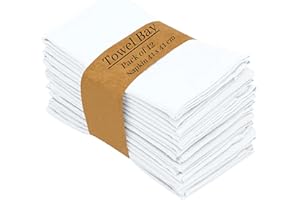 TOWELBAY Pack of 12 Kitchen Linens White Dinner Napkin 41 x 41 cm Luxuriously Soft Durable Quality Cotton Napkin For Hotel, Restaurant, Parties & Event (12, White)