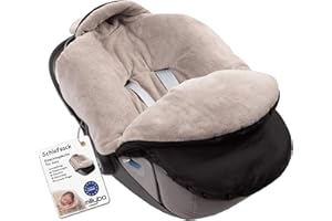 ‎MILLYBO millybo Fußsack Baby Einschlagdecke für Winter geeignet für Kinderwagen Babyschale Babybett Autositz Buggy (600.300 Nylon schwarz- Minky Latte)