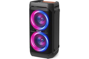 W-KING (220W di picco) 100W Cassa Altoparlante Wireless Bluetooth con Effetti Luce Portatile Impermeabile IPX6,Casse Potenti con Luci, Bassi Intensi/110dB,Outdoor Party Speaker Karaoke Entrata Microfono/USB