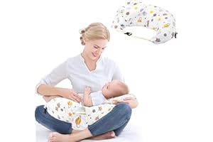 LIFEJXWEN Breastfeeding Nursing Pillow, 2PCS Multifunctional Breastfeeding Pillow with Adjustable Waist Belt and Removable Small Pillow, 100% Cotton Removable Cover, Pregnancy Gift for Mom Baby (2PCS-WHITE)