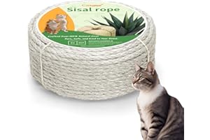 Casgee Sisalseil für Kratzbaum 8mm x 20m, Natur Sisal Seil, Seil für Kratzbaum, Sisal Kratzbaum Ersatz für Katzen, Kratzbaum Seil, Sisal Schnur für Kratzbaum Ersatz, Dekorieren von Häusern Weiß