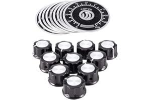 REFURBISHHOUSE 20 Pezzi Regolabile Ruotare Pulsante Potenziometro Controllo Manopole 0-100 Scala Foglio, Nero