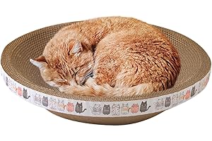 FUKAMOU Tiragraffi per gatti, Letto tiragraffi per gatti, Ciotola tiragraffi per gatti, Cartone ondulato tiragraffi per gatti ovale, Cartone per Tiragraffi per Gatti Resistente,Lettino per Gatti In Cartone