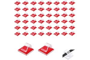 Kryzulax 50 Piezas Clips de Cable de Exterior,Clips Organizador de Cables Autoadhesivo,Adhesiva Clips Decorativos de Luces para Cable de USB,TV,Cargador,Audio Mesa,Oficina,Casa(Transparente)