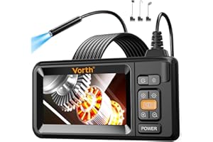 Vorth Endoscope Camera with Light, 4.3" IPS Screen 1080P Borescope Tools with 8 LED Lights, 5M Semi-Rigid Cable Snake Camera, IP67 Waterproof Sewer Inspection Gadgets Single Lens