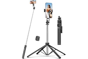 182 cm Mobilstativ och Selfiestick, Integrerat Utdragbart Fyrbensstativ för , Stabilitet på fyra axlar, Bärbart Resestativ med Fjärrkontroll för iPhone/Samsung/Android/Kamera