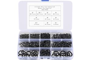 BJBJJIU Anillos elásticos, 1000 piezas Arandelas de resorte en espiral, Kit de surtido de arandelas de seguridad, DIN 127 Forma B Acero inoxidable V2A Inoxidable - M2/M2.5/M3/M4/M5/M6/M8/M10/M12 - Negro