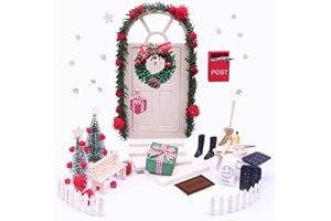 NABETA DECO Miniature Christmas Decoration Christmas Gnome Complete Set Door Accessories for Dollhouse Furniture with Kitchen Accessories Gift Rattan Red Berry