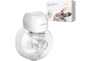 Sacaleches Electricos,KISSBOBO sacaleches manos libres 3 Modos 9 Niveles con pantalla LCD,Bombeo Fuerte, Leche a Prueba de Fugas, Ultra Silenciosa,con bridas de 21mm/24mm(Blanco 1 piezas)