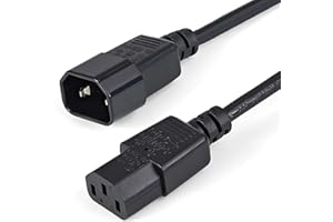 StarTech.com Cavo Prolunga di Alimentazione da 1 m, Prolunga Elettrica da C14 a C13, 10A-125V, 18AWG, Cavo di Alimentazione AC IEC-320 per PC Computer , Certificato UL (PXT1001M)