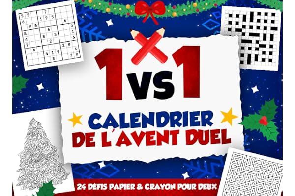 Calendrier de l’Avent Duel 1vs1 - 24 Défis Papier & Crayon pour Deux: Calendrier Interactif avec Énigmes & Défis | Idéal comme Cadeau de Noël pour Amis, Frères & soeurs, Couples, Collègues ou Parents