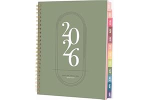 RILEYS & CO Rileys Agenda Journalier 2026, Planner 2026 Scolaire et Familial, Semainier et Planificateur Hebdomadaire Mensuel, Agenda Professionnel à Spirale pour Fille et L’Étudiant (Vert, 20 x 15 cm, Français)