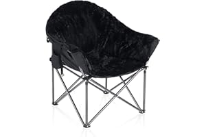 ALPHA CAMP Portable Camping Folding Moon Chair, Oversized Heavy Duty Camping Chairs, Outdoor Fishing Folding Chair with Portable Carry Bag for Adults and Heavy People, Black