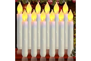 Nizirioo 12 velas LED de varilla: velas LED, funciona con pilas, luz parpadeante, para fiestas, bodas, decoración de Navidad, decoración del hogar, luz blanca cálida