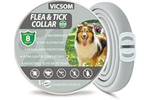 VICSOM Collares Antiparasitario para Perros, Collar Antipulgas Perros, Collar de Pulgas y Garrapatas para Perro Impermeable Regulable, Válido 8 Meses para Perros de Todos los Tamaños Azul