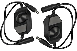 Clearhill 2-pack 12 V 24 V DC roterande dimmer omkopplare med 5521DC han- och honkontakter (svart) justerbar styrenhet, manue