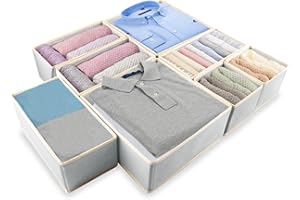 Revivoer Rangement sous Vetement, Organisateur de Tiroir Vetement en Non-tissé, Lot de 8 Boite de Rangement Vetement Pliables pour Armoire，Dressing, Pantalons, Chaussettes (Gris clair)
