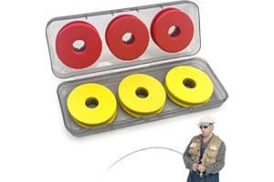XPOOP 6 Stück Schaumstoff Schnuraufwickler, Wickelbrett Angelausrüstung, Vorfach Angelschnur Spulen, Mini Fishing Line Spooler Rollenwickler, Vorfachtasche Spooler der Fischerei (Rot + Gelb)