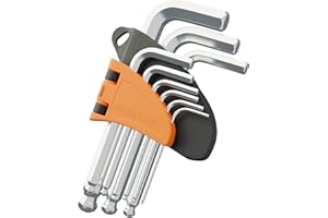 Hinrichs 9 Pzs. Juego de Llaves Allen Métricas - Llaves Hexagonales con Cabeza Esférica - Juego de Llaves Allen Bicicleta - Llaves Allen Resistentes a la Corrosión - Llaves de Allen