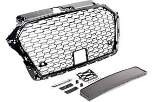 LAGO TUNING Calandra griglia radiatore compatibile con Audi A3 8V dal 2017 nido d'ape nera lucida