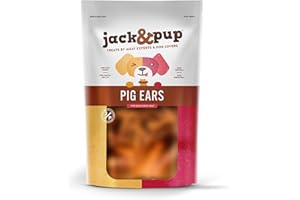 Jack&Pup Whole Pigs Ears for Dogs – Single Ingredient – All Natural Dog Chews – 100% Air Dried –Grain Free & High in Protein – Large Dogs to Small (10 Count).