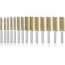 ASNOMY 8 stuks draadborstels voor boormachine, 6-25 mm, verschillende maten, cilinderborstel, met zeskantige stang, roestvrijstalen gatenborstel, cilinder-draadborstel voor boormachine, polijsten