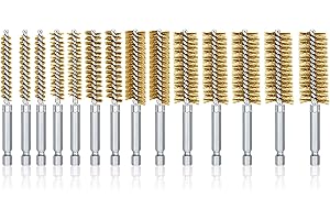 HUNDREDWEAT Pack of 14 Cylinder Wire Brush Diameter Tube Brush, Wire Brush Drill Various Sizes Cylinder Wire Brush Stainless Steel Wire Brush Wire Brush Round for Hammer Drills