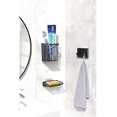 ATA HOME 3 L&uuml; Yapışkanlı Banyo D&uuml;zenleyici Diş Fır&ccedil;alık Sabunluk Askılık Takımı Banyo Duvar Rafı Organizer Siyah