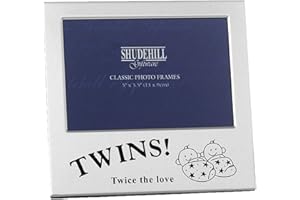 WIDDLE GIFTS LTD Silver Photo Frame with Black Wording - Twins! Twice the love 7120