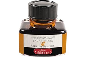 Jacques Herbin 13756T -Una boccetta di inchiostro profumato Les subtiles per penne stilografiche e roller, 30 ml, inchiostro ambra e profumo all'arancia