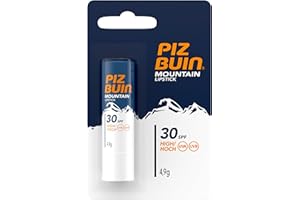 ‎PIZ BUIN PIZ BUIN Mountain Lippenpflege LSF 30, feuchtigkeitsspendender Lippenpflegestift für Wintersportler, effektiver Wind- und Sonnenschutz für die Lippen, 4,9 g