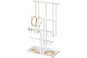 Josmimic Jewelry Holder Organizer Necklace Display: Metal Aesthetic Room Decor Tree Stand for Bracelet Hanger and Earrings Storage