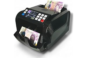 MxMan Banknote Counter Machine with Counterfeit Detection – UV/MG/IR – Fast Cash Counting Machine 200 Notes – Value Add (Manual Denomination) & PCS Modes – Works with UK Polymer Notes
