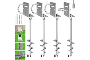 BeneLabel Ancrage au Sol, 50cm Heavy Duty Trampoline Anchor à Visser kit Ancrage Balancoire 4pcs Spirale 7.2cm pour Structure d'escalade/Abri Voiture/Clôture avec Plaque Fixe et Anneau, Base en L