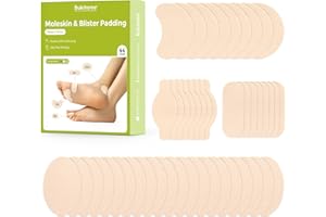 ‎BUKIHOME Bukihome Moleskin-Klebepads für die Füße, Blasenpflaster, Moleskin-Polsterung für Blasen, Schuhe, Zehen, Fersen, zur Verringerung von Reibungsschmerzen (22 Blätter in 4 Formen, insgesamt 44 Stück)