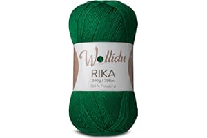 ‎WOLLIDU Wollidu Rika Garn zum Häkeln und Stricken 300g / 798m Strickgarn 100% Polyacryl Häkelgarn Gras Grün