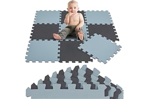 LittleTom 9 Teile Spielmatte Baby Puzzlematte ab Null - 30 x 30 cm Krabbelmatte Bodenmatte Kinder - Puzzle Teppich Kinderzimmer Matte - Outdoor Bodenschutzmatte Spielteppich - EVA Schaumstoff Isomatte