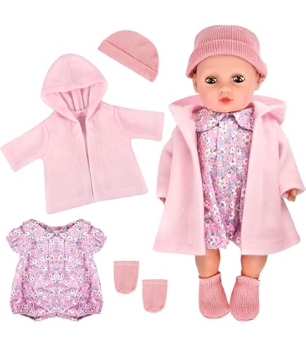 ZWOOS Poppenkleding voor babypoppen, 50-55 cm, schattige katoenen outfit, compatibel met Reborn en meer (roze perzik