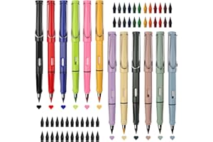 MELEAGER 12 Piezas Lapiz Infinito, Lápices Eternos con 48 Puntas de Repuesto, Lápiz de Colores Sin Tinta con Borrador, Magic Pencils Reutilizable Niños para Escribir, Dibujar
