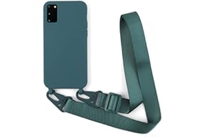 2NDSPRlNG Coque avec Collier Compatible avec Samsung Galaxy S20,Tour de Cou Lanière en Corde Pendentif Housse Silicone Souple Case,Vert foncé