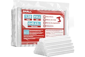 SHALL Bâtons de Colle Chaude 11mm x 100mm - Lot de 120 Bâtons Transparents Pour Tous les Pistolets à Colle Temporaires