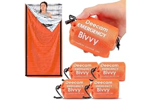 Deecam Nödsovsäck, Bivacksäck för nödfall, överlevnadsutrustning, köldskydd överlevnadssäck för vandring, resor, utomhusaktiviteter och backpacking (4-pack