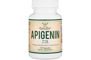 Apigenin Supplement - 50mg per Capsule, 120 Count (Powerful Bioflavonoid Found in Chamomile Tea for Relaxation, Nighttime, and Mood) Manufactured and Tested in The USA, by Double Wood Supplements